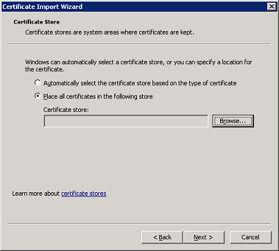 Certificate Import Wizard Page 2